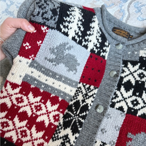 Eddie Bauer vintage cardigan sweater womens sz M high quality %100 wool in gray - Picture 5 of 8